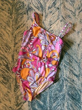 Girls' Palm Beach Pink & Orange One-Piece Swimsuit